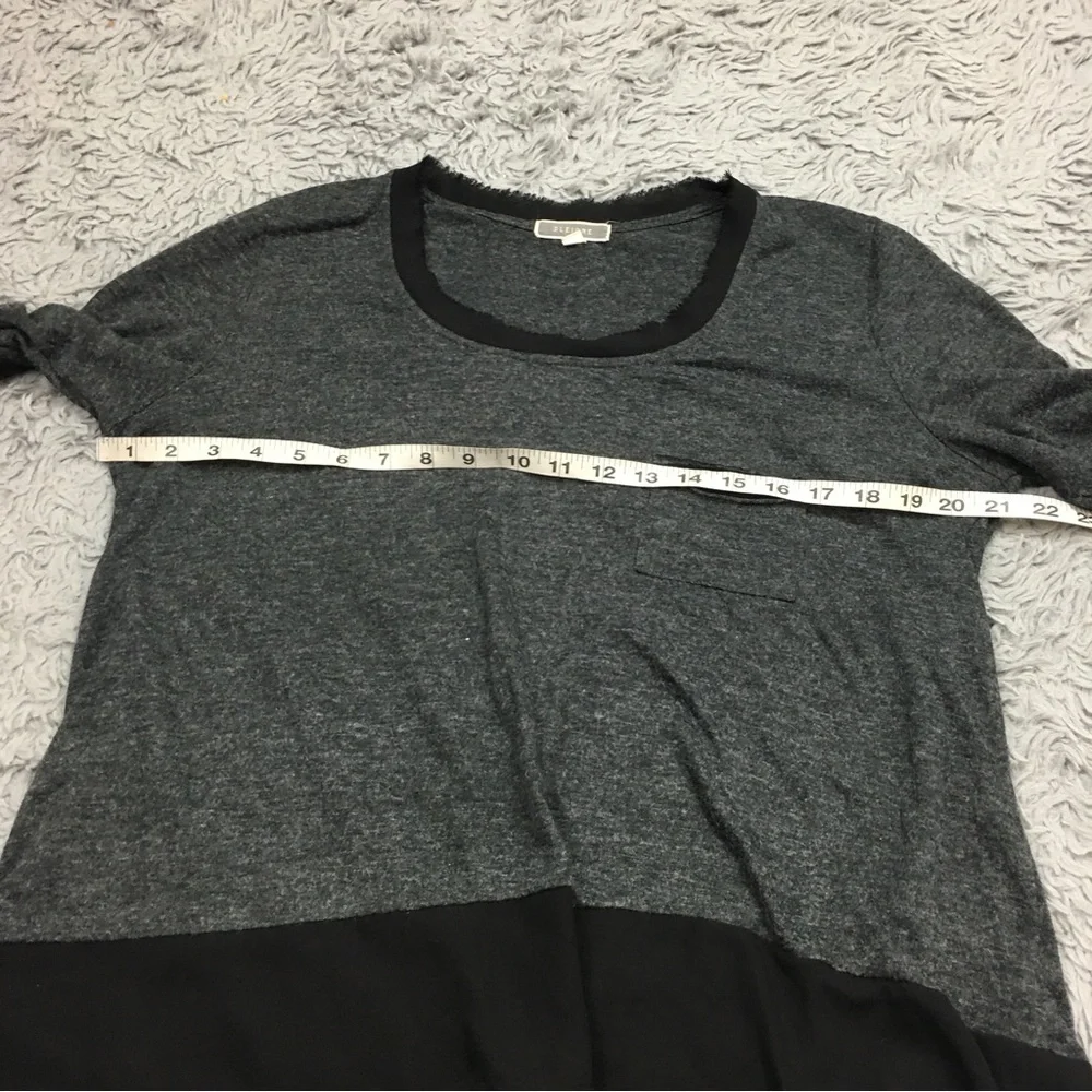 Anthropologie Pleione  Contrast Trim Chiffon Top High Low Chest Pocket Gray XL - Picture 11 of 16